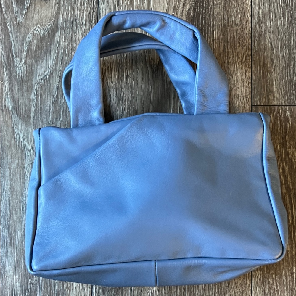 Chic Marco Buggiani Mini Genuine Blue Leather Tote Bag